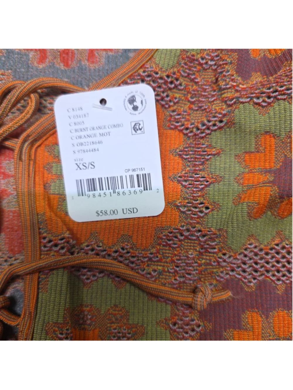 Free People Intimately Women's Orange Free For All Cardi Sz XS New